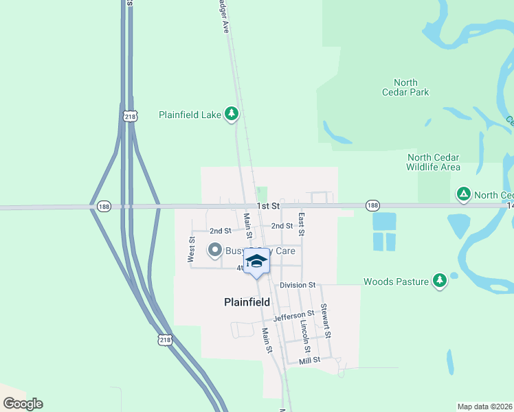 map of restaurants, bars, coffee shops, grocery stores, and more near 495 1st Street in Plainfield