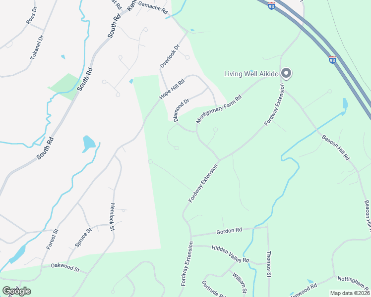 map of restaurants, bars, coffee shops, grocery stores, and more near 6 White Oak Lane in Derry