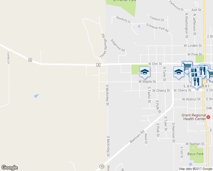 map of restaurants, bars, coffee shops, grocery stores, and more near 9433 South McKinley Street in Lancaster