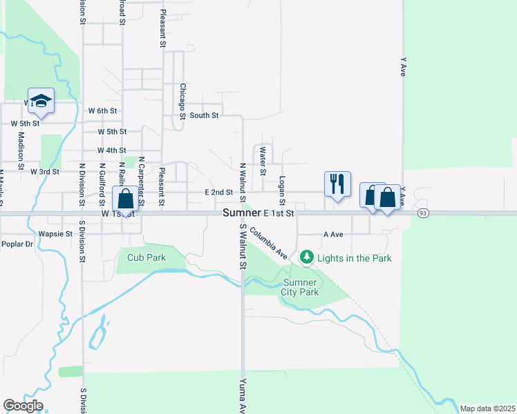 map of restaurants, bars, coffee shops, grocery stores, and more near in Sumner