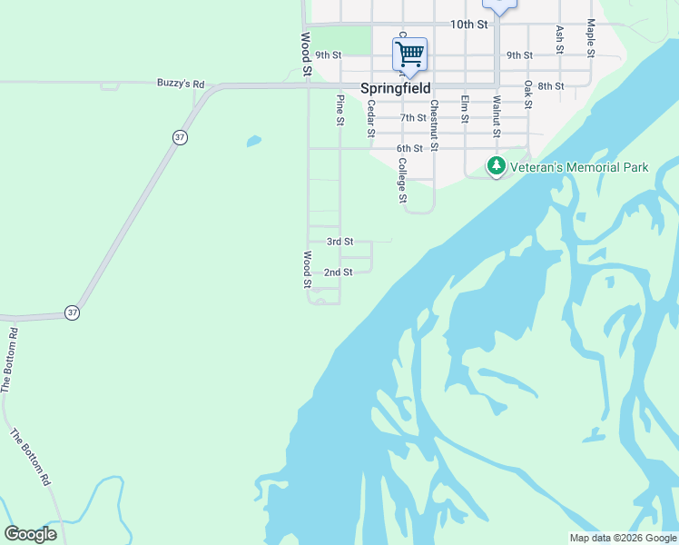 map of restaurants, bars, coffee shops, grocery stores, and more near 1101 2nd Street in Springfield