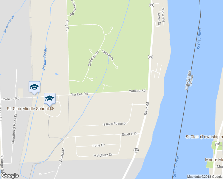 map of restaurants, bars, coffee shops, grocery stores, and more near 4138 Yankee Road in Saint Clair