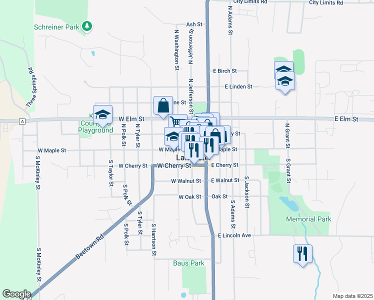 map of restaurants, bars, coffee shops, grocery stores, and more near 236 West Maple Street in Lancaster