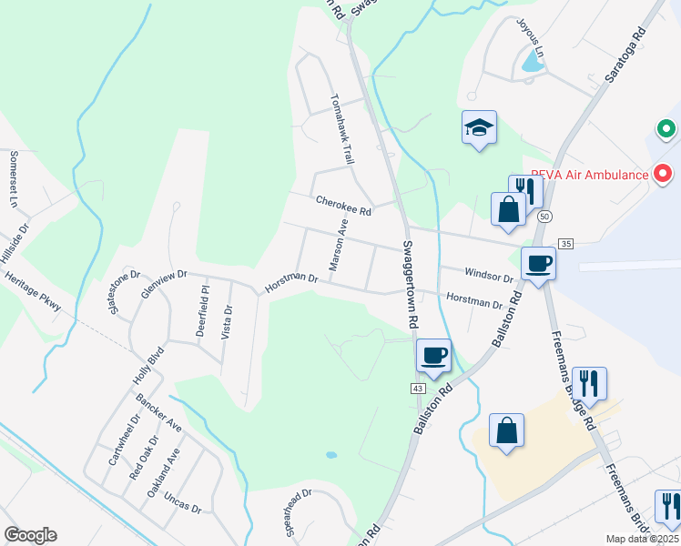 map of restaurants, bars, coffee shops, grocery stores, and more near 111 Horstman Drive in Schenectady