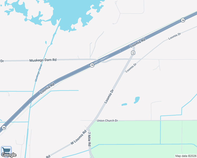 map of restaurants, bars, coffee shops, grocery stores, and more near W165S10945 Loomis Drive in Muskego