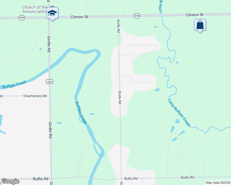 map of restaurants, bars, coffee shops, grocery stores, and more near 1220 Stolle Road in Erie County