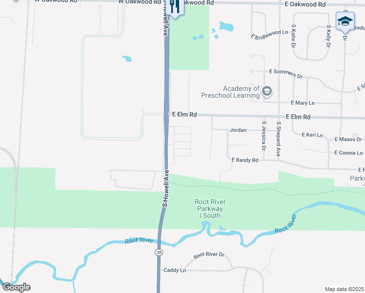 map of restaurants, bars, coffee shops, grocery stores, and more near 10730 South Howell Avenue in Oak Creek