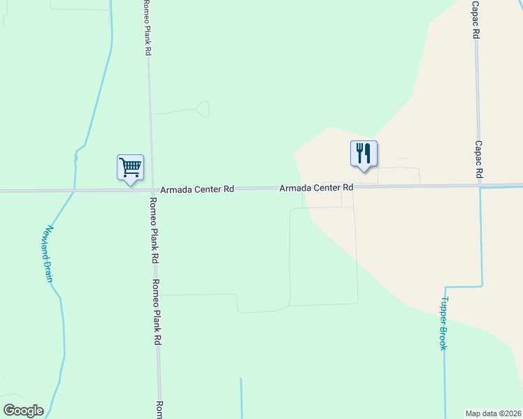 map of restaurants, bars, coffee shops, grocery stores, and more near 17250 Armada Center Rd in Armada