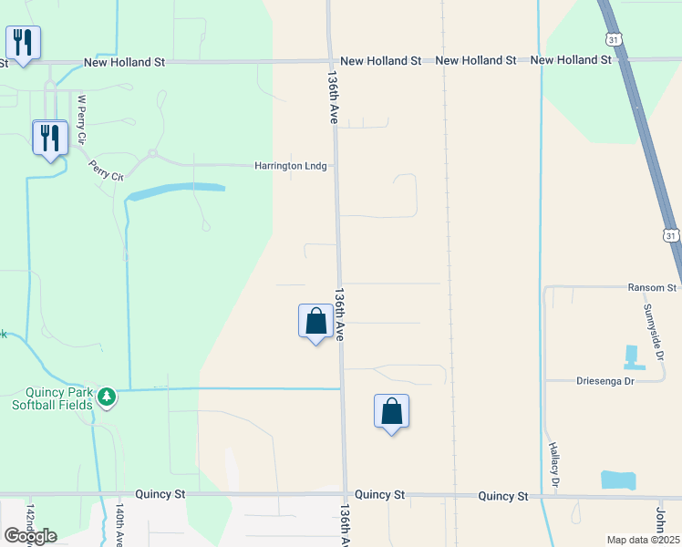 map of restaurants, bars, coffee shops, grocery stores, and more near 4432 136th Avenue in Holland