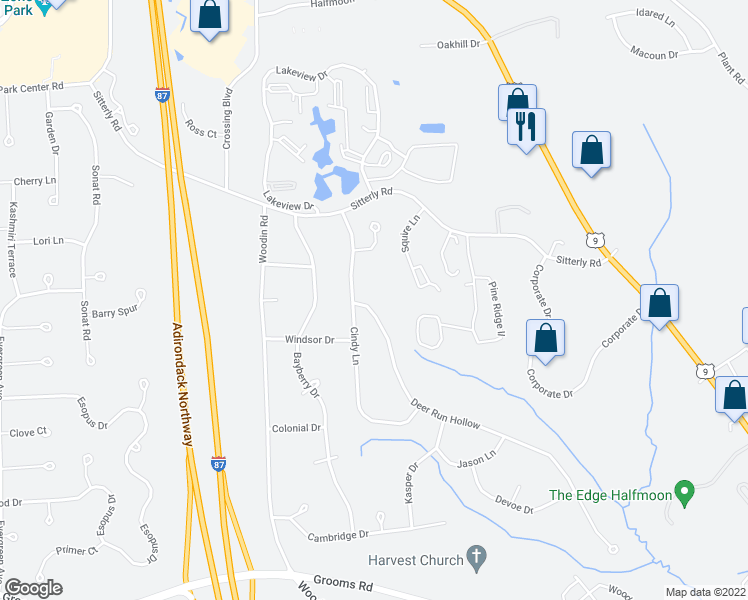 map of restaurants, bars, coffee shops, grocery stores, and more near 2 Deer Run Hollow in Saratoga County