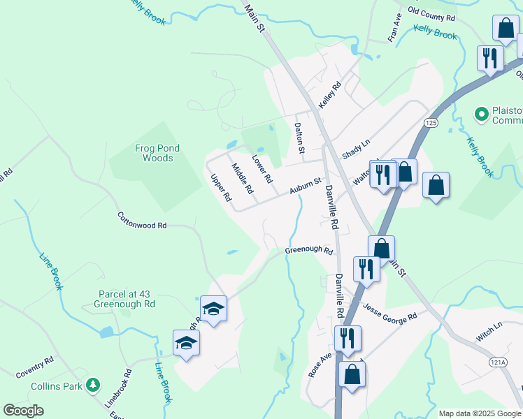 map of restaurants, bars, coffee shops, grocery stores, and more near 14 Auburn Street in Plaistow