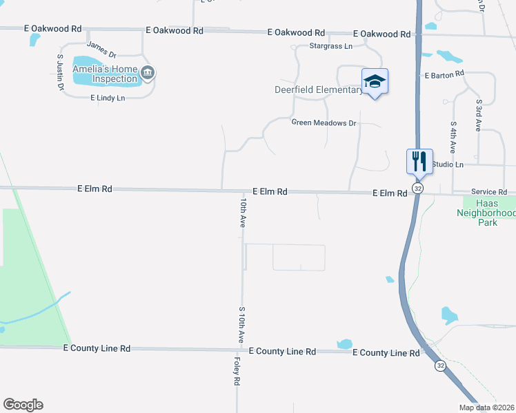 map of restaurants, bars, coffee shops, grocery stores, and more near 10734 South 10th Avenue in Oak Creek
