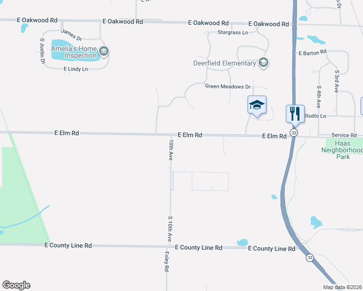 map of restaurants, bars, coffee shops, grocery stores, and more near 10734 South 10th Avenue in Oak Creek