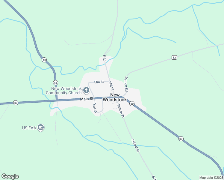map of restaurants, bars, coffee shops, grocery stores, and more near in New Woodstock
