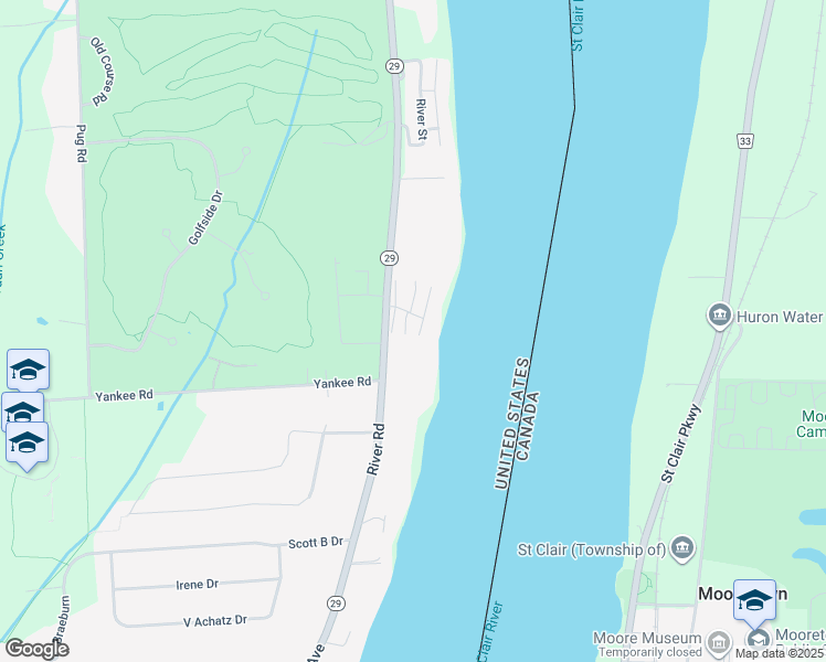 map of restaurants, bars, coffee shops, grocery stores, and more near 600 River Shores Drive in Saint Clair