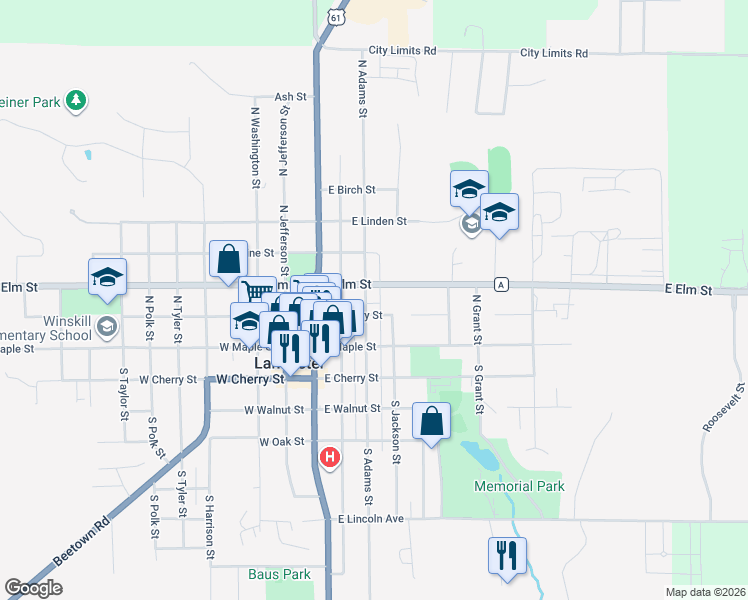 map of restaurants, bars, coffee shops, grocery stores, and more near 250 East Hickory Street in Lancaster