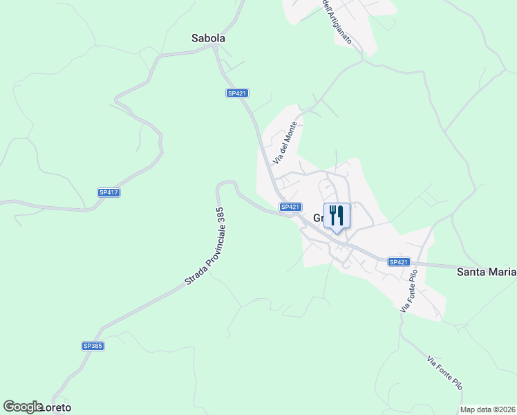 map of restaurants, bars, coffee shops, grocery stores, and more near 53 Via Torino in Grutti