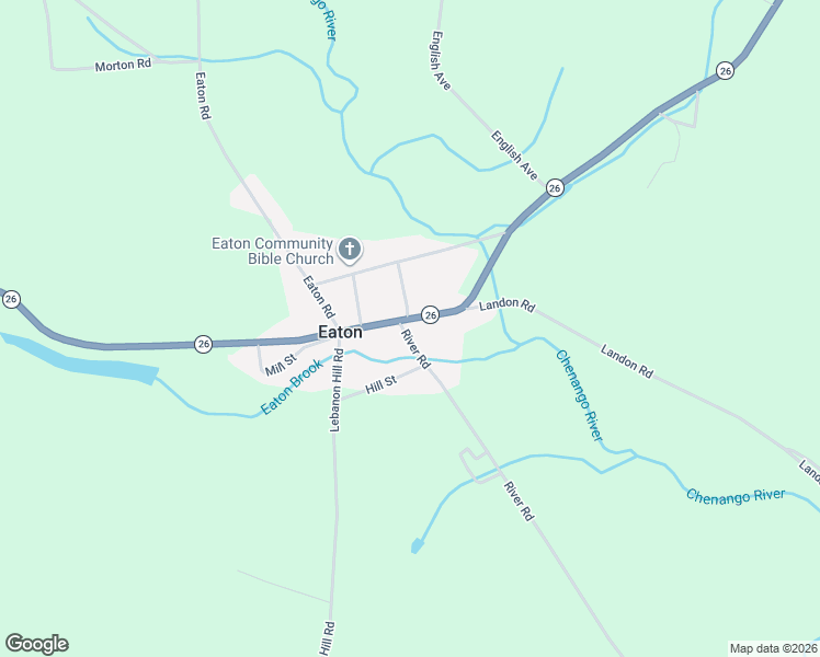 map of restaurants, bars, coffee shops, grocery stores, and more near 2630 Church Street in Eaton