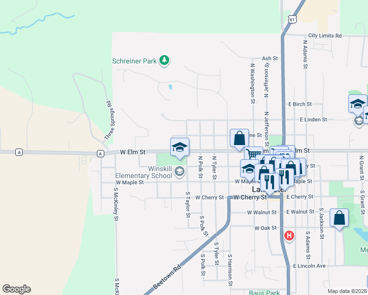 map of restaurants, bars, coffee shops, grocery stores, and more near 342 North Taylor Street in Lancaster