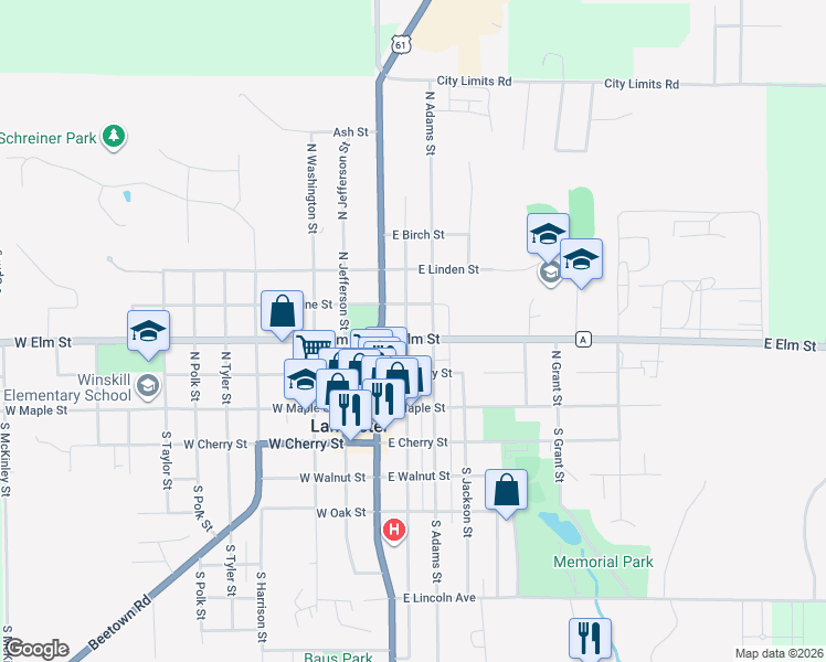 map of restaurants, bars, coffee shops, grocery stores, and more near 331 North Monroe Street in Lancaster