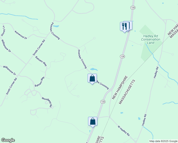 map of restaurants, bars, coffee shops, grocery stores, and more near 20 Peaslee Crossing in Newton