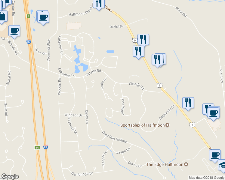 map of restaurants, bars, coffee shops, grocery stores, and more near 40 Sitterly Road in Saratoga
