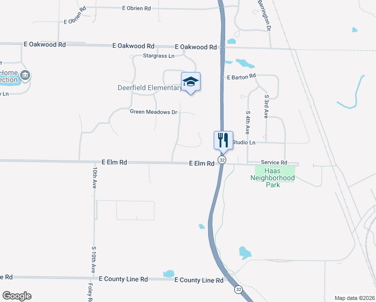 map of restaurants, bars, coffee shops, grocery stores, and more near 3919 East Greenway Drive in Oak Creek