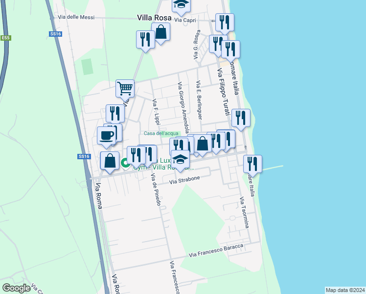map of restaurants, bars, coffee shops, grocery stores, and more near 4 Via di Giesi in Villa Rosa