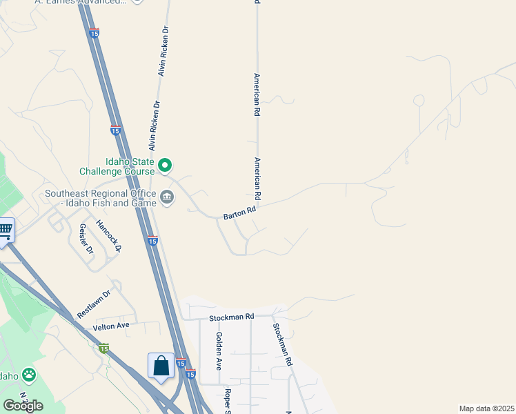 map of restaurants, bars, coffee shops, grocery stores, and more near 1601 Barton Road in Pocatello