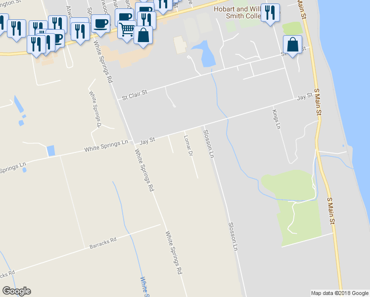 map of restaurants, bars, coffee shops, grocery stores, and more near 10 Lomar Dr in Geneva