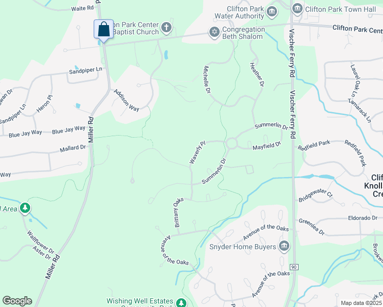 map of restaurants, bars, coffee shops, grocery stores, and more near 17 Waverly Place in Saratoga County