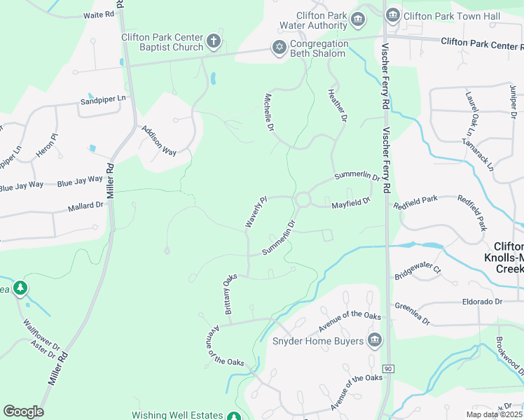 map of restaurants, bars, coffee shops, grocery stores, and more near 17 Waverly Place in Saratoga County