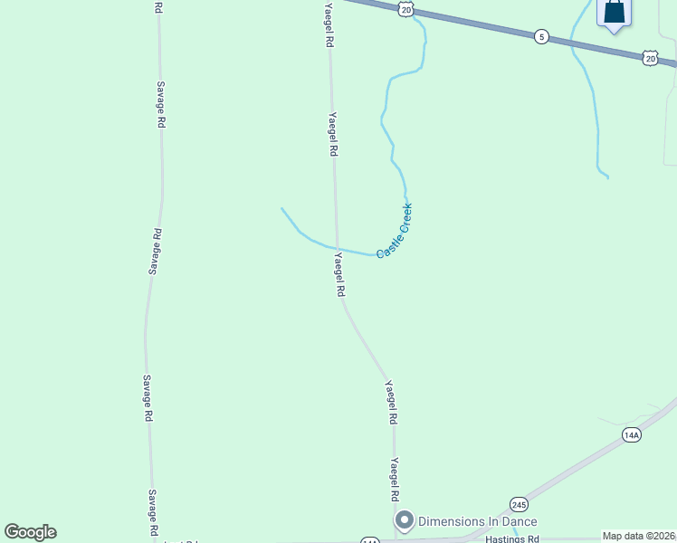 map of restaurants, bars, coffee shops, grocery stores, and more near Yaegel Road in Ontario County