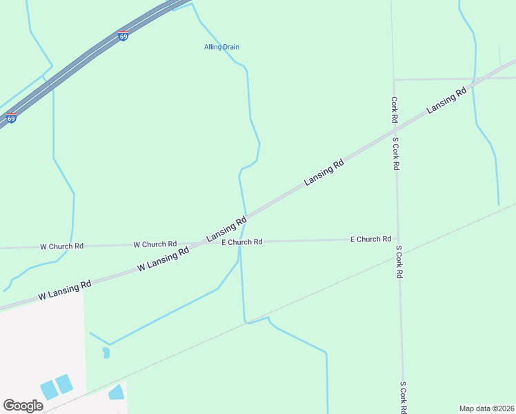 map of restaurants, bars, coffee shops, grocery stores, and more near 215 Lansing Road in Morrice