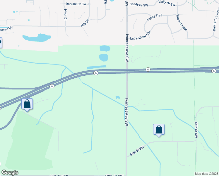 map of restaurants, bars, coffee shops, grocery stores, and more near 6291 Ivanrest Avenue Southwest in Byron Center