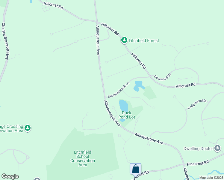 map of restaurants, bars, coffee shops, grocery stores, and more near 20 Meadowbrook Lane in Litchfield