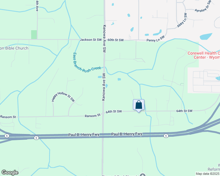 map of restaurants, bars, coffee shops, grocery stores, and more near 6260 Kenowa Avenue Southwest in Grandville