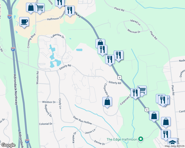 map of restaurants, bars, coffee shops, grocery stores, and more near 191 Pine Ridge II in Saratoga County