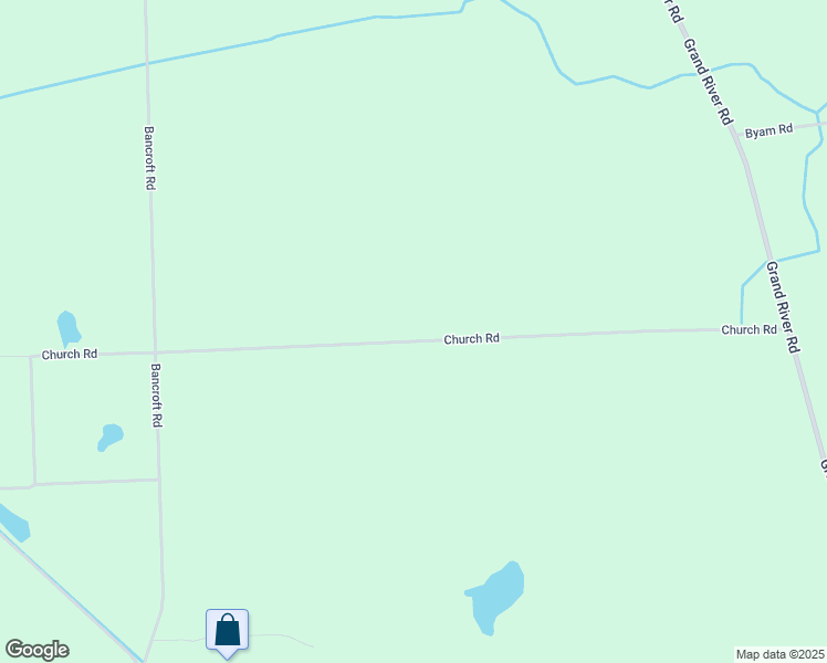 map of restaurants, bars, coffee shops, grocery stores, and more near 5537 Church Road in Bancroft