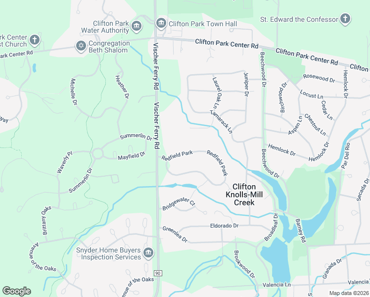 map of restaurants, bars, coffee shops, grocery stores, and more near 59 Redfield Park in Clifton Knolls-Mill Creek