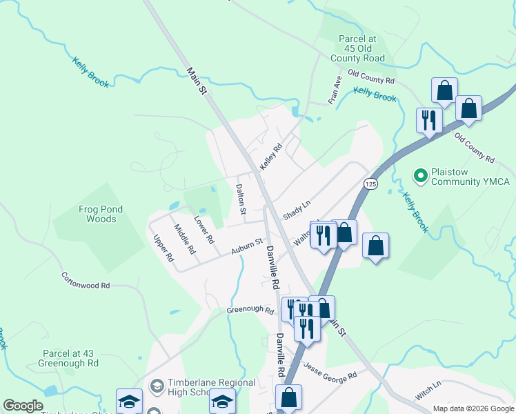 map of restaurants, bars, coffee shops, grocery stores, and more near 32 Danville Road in Plaistow