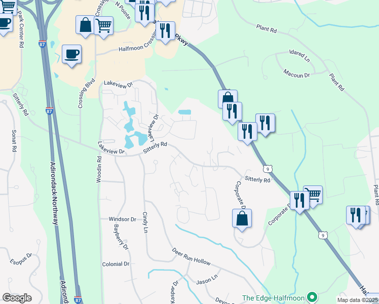 map of restaurants, bars, coffee shops, grocery stores, and more near 41 Sitterly Road in Saratoga County