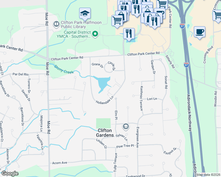 map of restaurants, bars, coffee shops, grocery stores, and more near Amy Court in Clifton Gardens