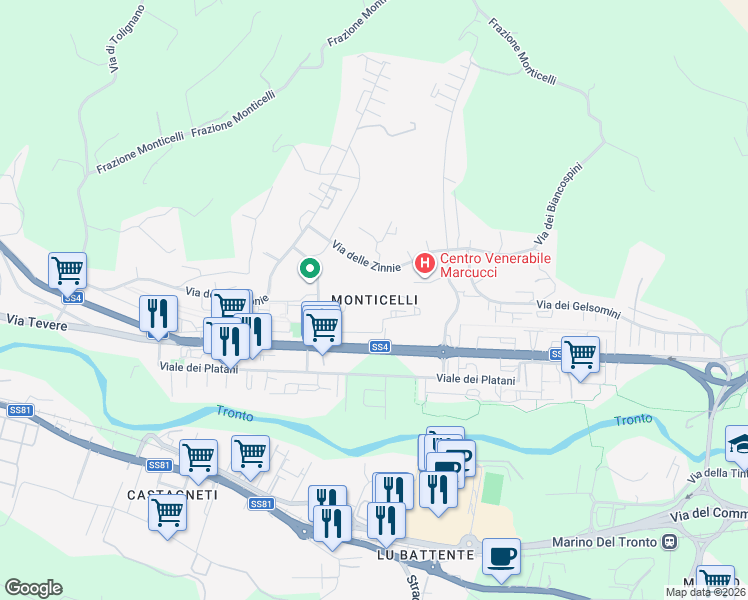 map of restaurants, bars, coffee shops, grocery stores, and more near in Ascoli Piceno
