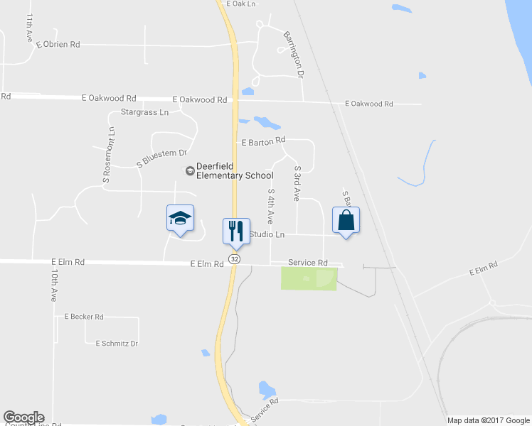 map of restaurants, bars, coffee shops, grocery stores, and more near 10563 South 4th Avenue in Oak Creek