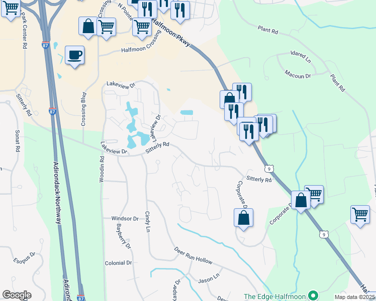 map of restaurants, bars, coffee shops, grocery stores, and more near 41 Sitterly Road in Saratoga County