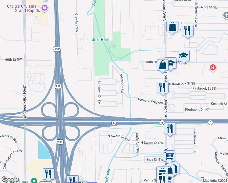 map of restaurants, bars, coffee shops, grocery stores, and more near 276 North Edinberg Drive Southwest in Grand Rapids