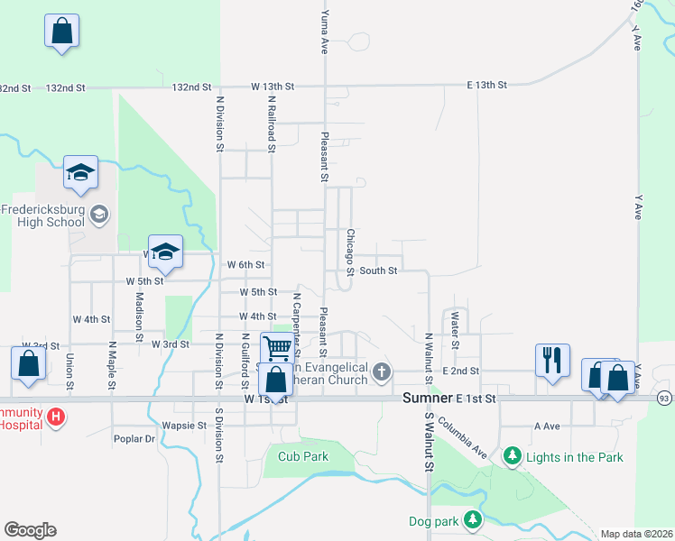 map of restaurants, bars, coffee shops, grocery stores, and more near 246 South Street in Sumner