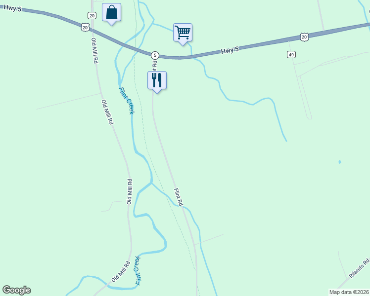 map of restaurants, bars, coffee shops, grocery stores, and more near 3753 Flint Road in Stanley