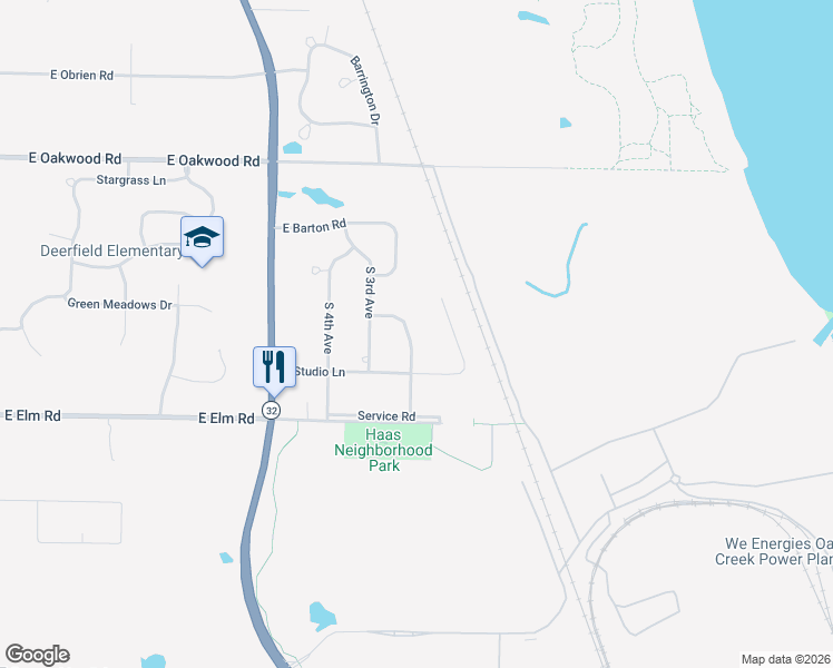 map of restaurants, bars, coffee shops, grocery stores, and more near 10554 South Alton Road in Oak Creek